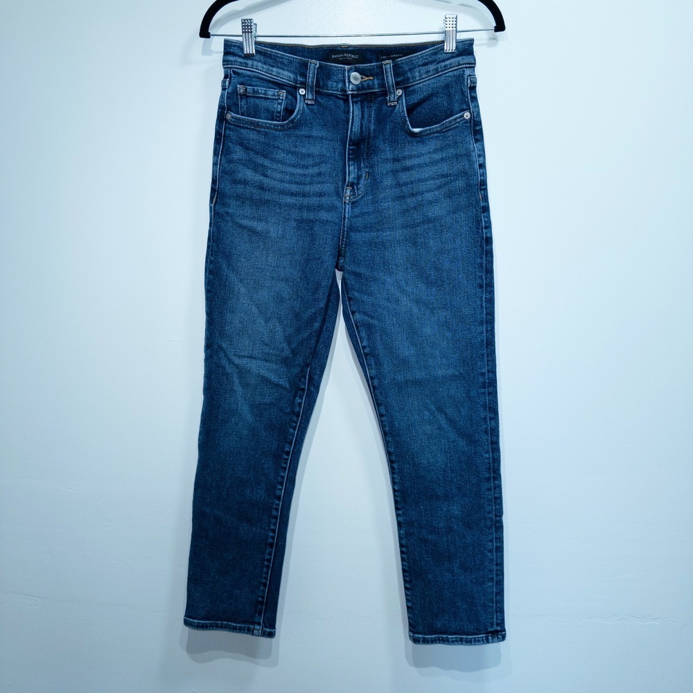 Banana Republic Blue Medium Wash High Rise OC Straight Jeans Size 27